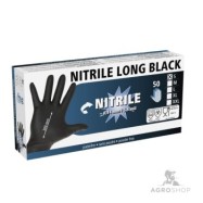 Ühekordsed mustad kindad Nitrile Long Black 6,5-7/S 100tk