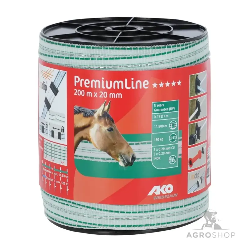 Elektrikarjuse taralint PremiumLine 20mm/200m AKO